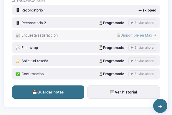 Appointment automations with reminders, follow-up, confirmation and plan-based controls